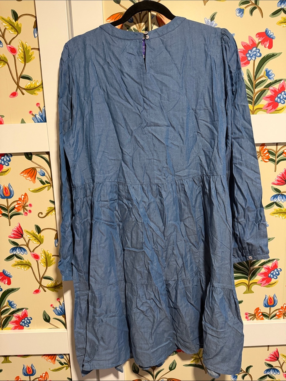 Seraphine Maternity/Nursing Blue Embroidered Long Sleeve Dress - Picture 5 of 5